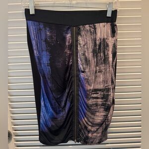 Mason by Michelle Mason Zip-Front Ruched Pencil Skirt Abstract Print
